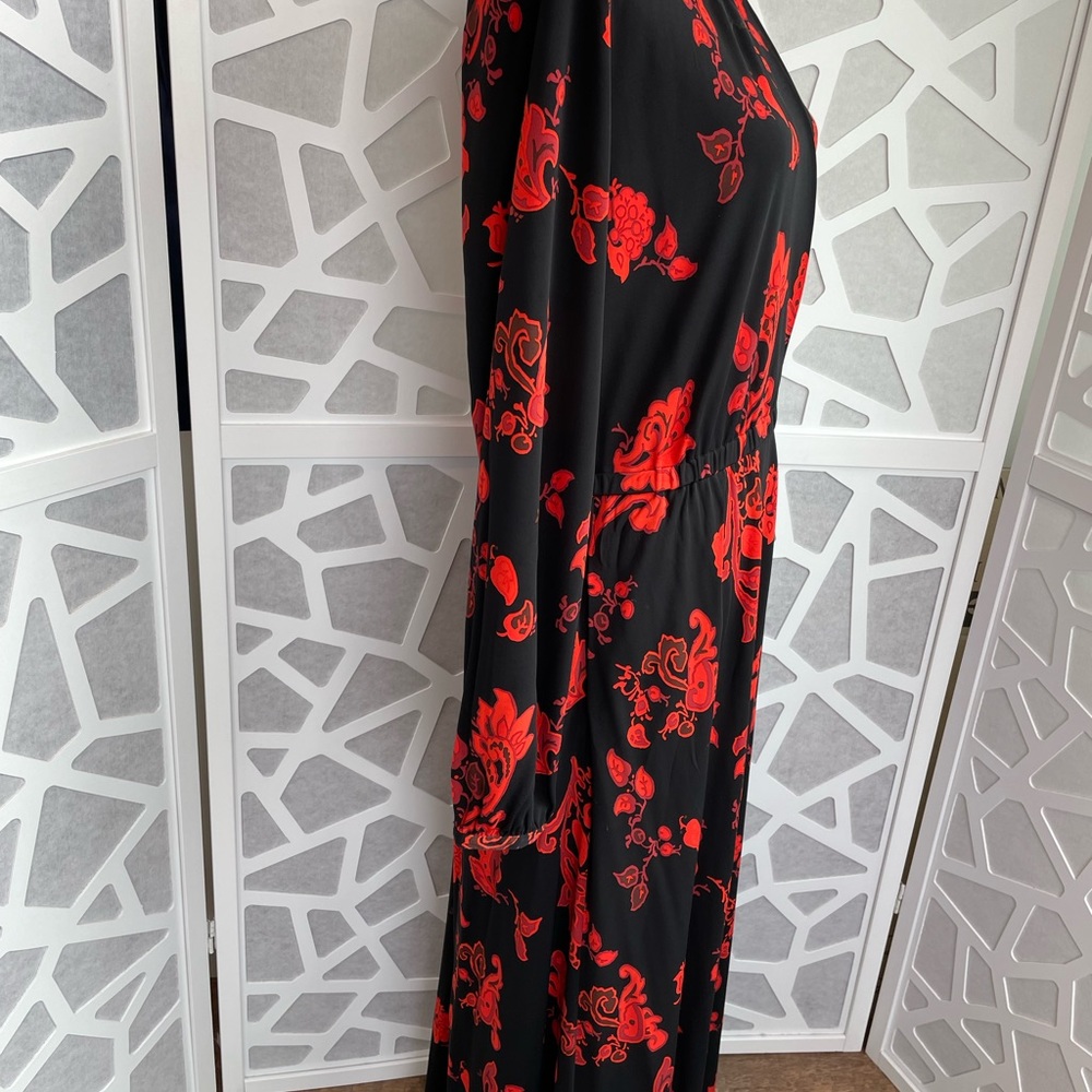 Tory Burch Floral Jersey Dress in Black Mountain Paisley sz L Large - Picture 8 of 16